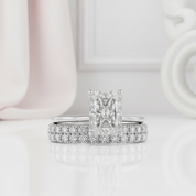3 Carat Radiant Cut Lab Grown Diamond Ring Set in 14K Gold-Black Diamonds New York