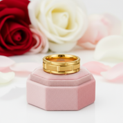 8mm Tungsten Brick Pattern Brushed Ring-Black Diamonds New York