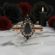 Be Mine Forever- Radiant Coffin Cut Diamond Gothic Wedding Ring-Black Diamonds New York