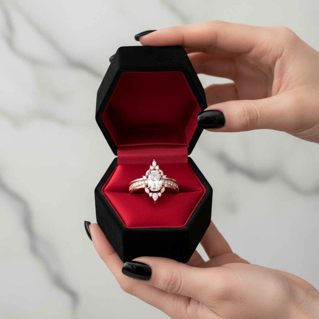 Be Mine Forever- Radiant Coffin Cut Diamond Gothic Wedding Ring-Black Diamonds New York