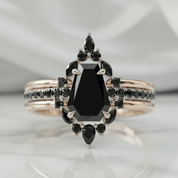 Be Mine Forever- Radiant Coffin Cut Diamond Gothic Wedding Ring-Black Diamonds New York