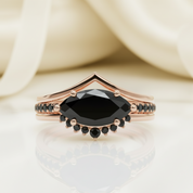Beautiful In My Eyes- Black Diamond Option Marquise Cut 14K White Gold Gothic Wedding Ring-Black Diamonds New York