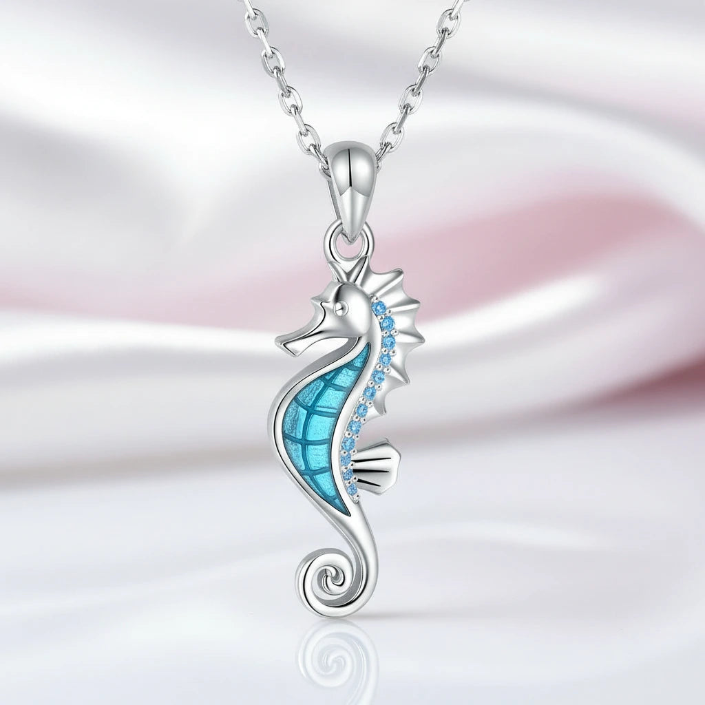 Beautiful Seahorse Pendant Necklace-Black Diamonds New York