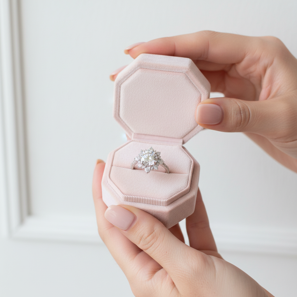 Beautiful Snowflake Design Halo Round Cut Engagement Ring-Black Diamonds New York