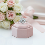 Beautiful Snowflake Design Halo Round Cut Engagement Ring-Black Diamonds New York