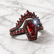 Best Love Rings- Rare Coffin Cut Diamond Option 14k Gold Gothic Ring Set-Black Diamonds New York