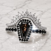 Best Love Rings- Rare Coffin Cut Diamond Option 14k Gold Gothic Ring Set-Black Diamonds New York