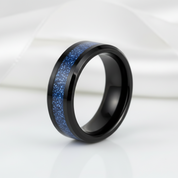 Beveled 8mm Tungsten Men's Wedding Band-Black Diamonds New York