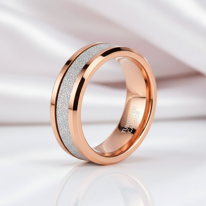 Beveled 8mm Tungsten Men's Wedding Band-Black Diamonds New York