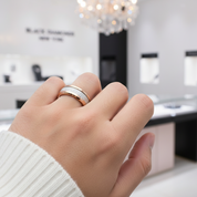 Beveled 8mm Tungsten Men's Wedding Band-Black Diamonds New York