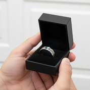 Beveled Abalone Shell Men's Titanium Wedding Band-Black Diamonds New York