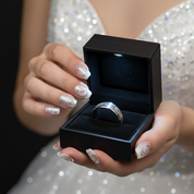 Beveled Abalone Shell Men's Titanium Wedding Band-Black Diamonds New York