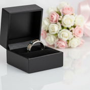 Beveled Abalone Shell Men's Titanium Wedding Band-Black Diamonds New York