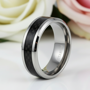 Beveled Black Carbon Titanium Men's Wedding Band-Black Diamonds New York