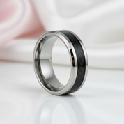 Beveled Black Carbon Titanium Men's Wedding Band-Black Diamonds New York
