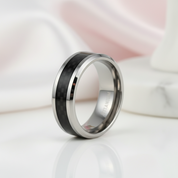 Beveled Black Carbon Titanium Men's Wedding Band-Black Diamonds New York