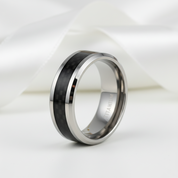 Beveled Black Carbon Titanium Men's Wedding Band-Black Diamonds New York
