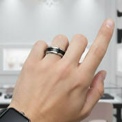 Beveled Black Carbon Titanium Men's Wedding Band-Black Diamonds New York