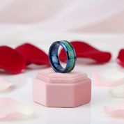 Beveled Blue & Green Men's Tungsten Wedding Band-Black Diamonds New York