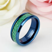 Beveled Blue & Green Men's Tungsten Wedding Band-Black Diamonds New York