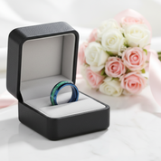 Beveled Blue & Green Men's Tungsten Wedding Band-Black Diamonds New York