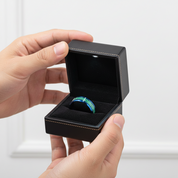 Beveled Blue & Green Men's Tungsten Wedding Band-Black Diamonds New York