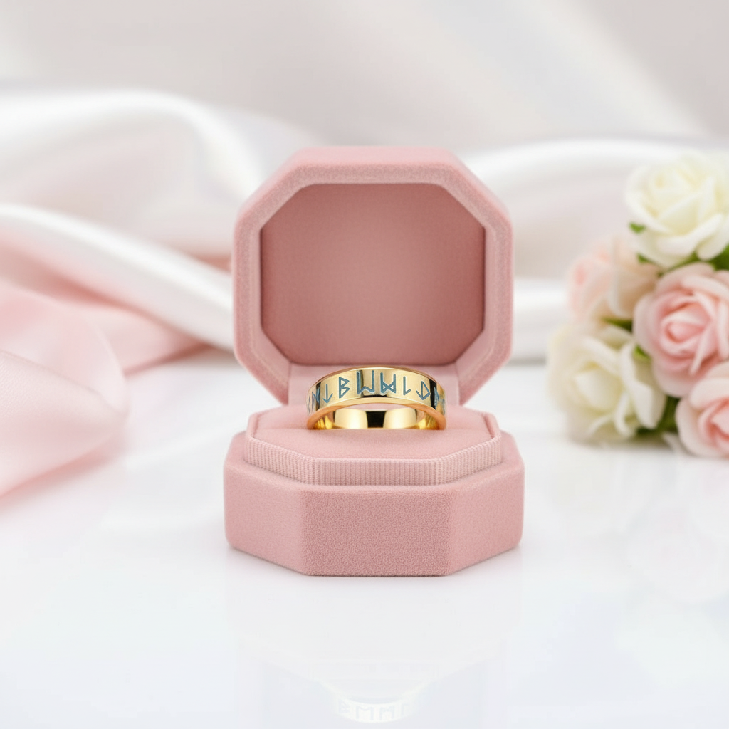 Beveled Edge Vintage Rune Men's Wedding Band-Black Diamonds New York