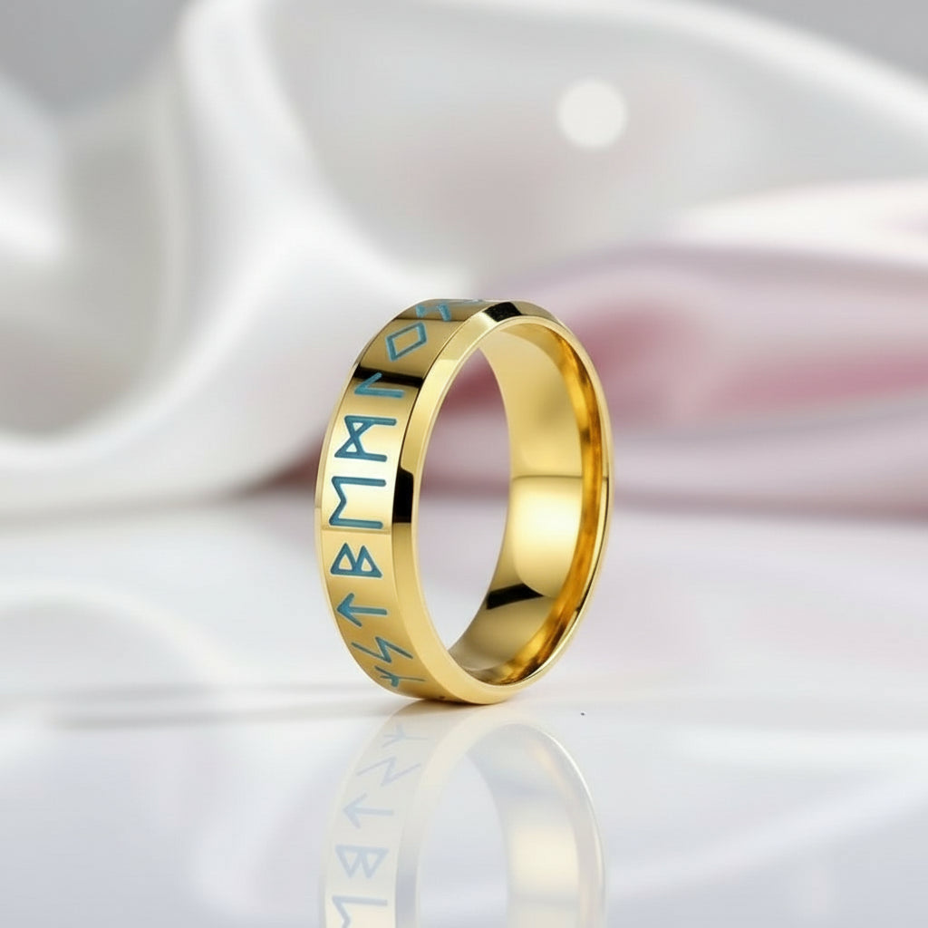 Beveled Edge Vintage Rune Men's Wedding Band-Black Diamonds New York