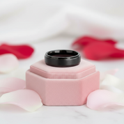 Beveled Men's Tungsten Wedding Band-Black Diamonds New York