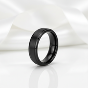 Beveled Men's Tungsten Wedding Band-Black Diamonds New York
