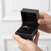 Beveled Men's Tungsten Wedding Band-Black Diamonds New York
