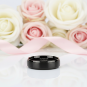 Beveled Men's Tungsten Wedding Band-Black Diamonds New York