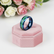 Beveled Tungsten Wedding Band with Silk Inlay-Black Diamonds New York