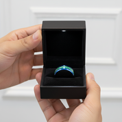 Beveled Tungsten Wedding Band with Silk Inlay-Black Diamonds New York