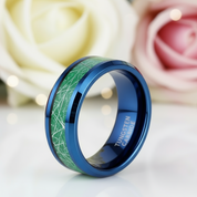 Beveled Tungsten Wedding Band with Silk Inlay-Black Diamonds New York