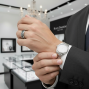 Beveled Tungsten with Celtic Knot Men's Wedding Band-Black Diamonds New York