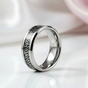 Beveled Tungsten with Celtic Knot Men's Wedding Band-Black Diamonds New York