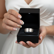 Bible Quote Stainless Steel Men's Wedding Band-Black Diamonds New York