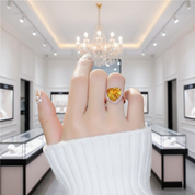 Big Heart Golden Citrine Ring-Black Diamonds New York