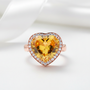 Big Heart Golden Citrine Ring-Black Diamonds New York