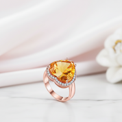 Big Heart Golden Citrine Ring-Black Diamonds New York