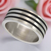 Biker Rubber Two Tone Men's Ring-Black Diamonds New York