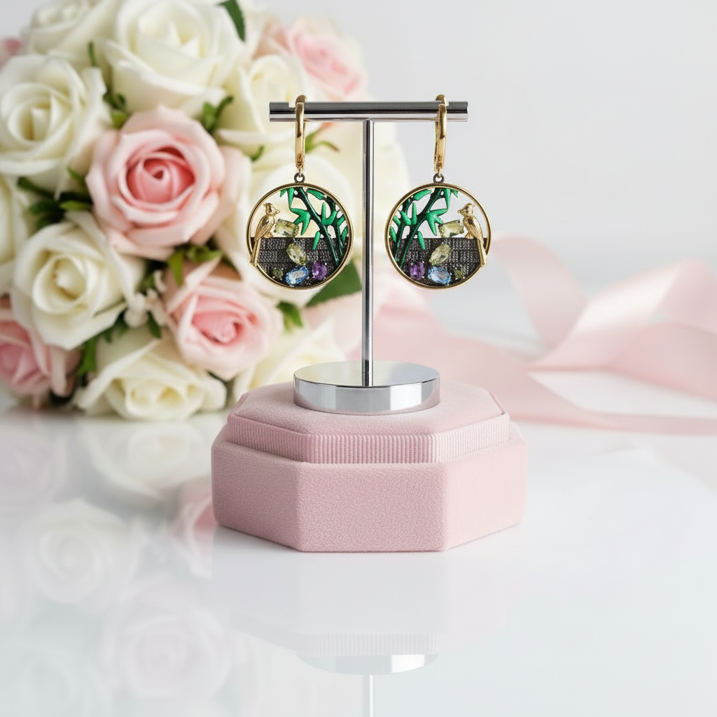 Bird & Bamboo Peridot Dangle Earrings-Black Diamonds New York