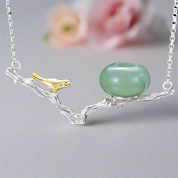 Bird Necklace with Natural Aventurine-Black Diamonds New York