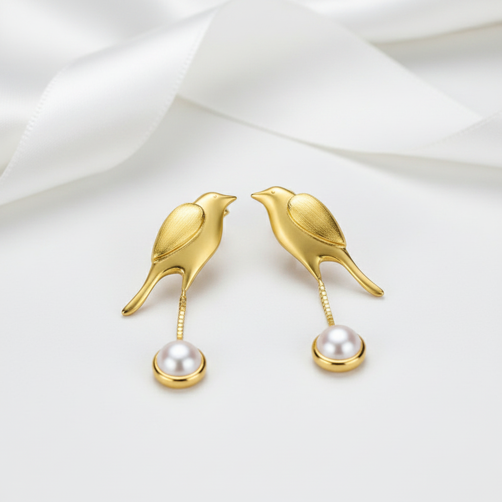 Bird Tassel Dangle Earrings-Black Diamonds New York