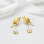 Bird Tassel Dangle Earrings-Black Diamonds New York