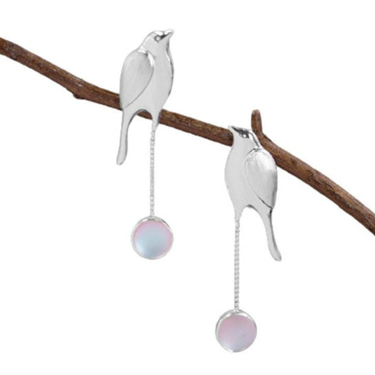 Bird Tassel Dangle Earrings-Black Diamonds New York