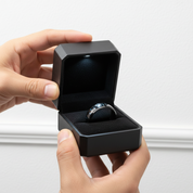 Black and Blue Carbon Pattern Ring Band-Black Diamonds New York