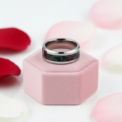 Black & Blue Tail Men's Tungsten Wedding Band-Black Diamonds New York