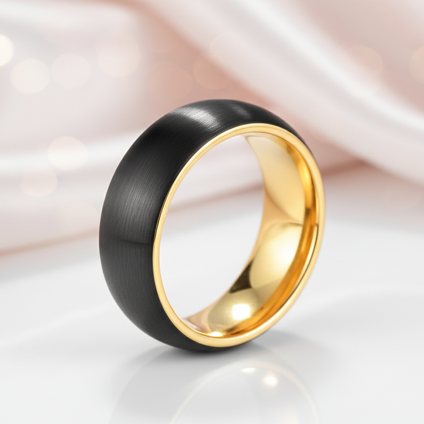 Black Brushed 8mm Tungsten Men's Wedding Band-Black Diamonds New York
